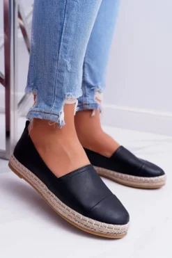 Discount Boto Czarne Damskie Espadryle Flaty