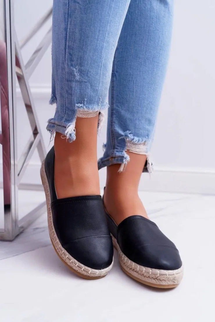 Discount Boto Czarne Damskie Espadryle Flaty
