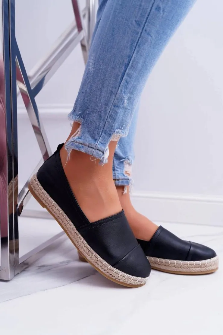 Discount Boto Czarne Damskie Espadryle Flaty