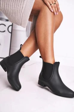 Boto Kalosze Damskie*Czarne Damskie Matowe Kalosze Sztyblety Answear