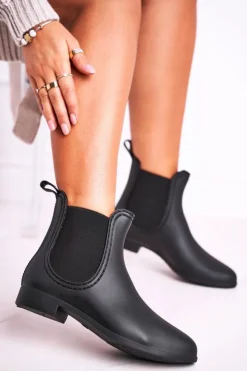 Boto Kalosze Damskie*Czarne Damskie Matowe Kalosze Sztyblety Answear