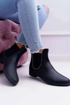 Sale Boto Czarne Damskie Matowe Kalosze Sztyblety Dżety Answear