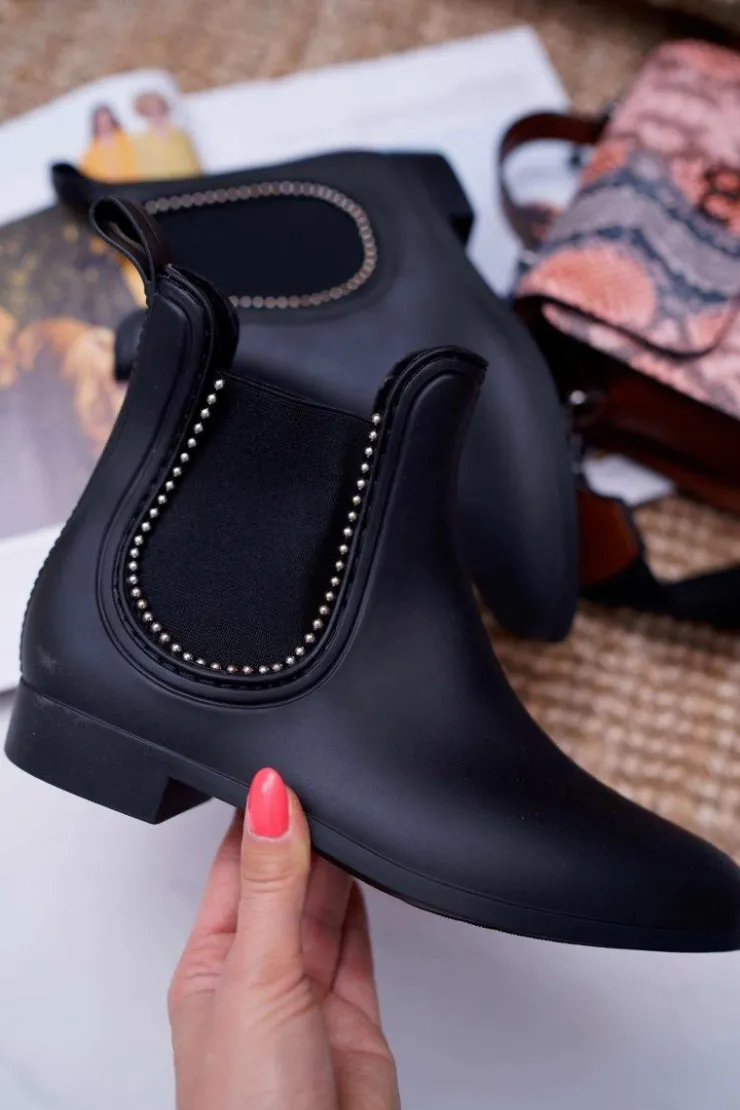 Sale Boto Czarne Damskie Matowe Kalosze Sztyblety Dżety Answear