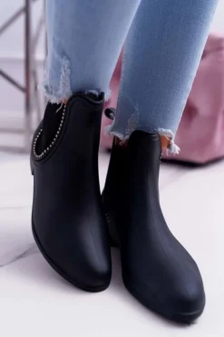 Sale Boto Czarne Damskie Matowe Kalosze Sztyblety Dżety Answear