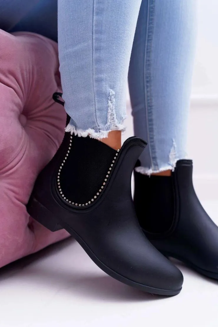 Sale Boto Czarne Damskie Matowe Kalosze Sztyblety Dżety Answear