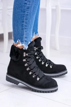 Online Boto Czarne Damskie Traperki Z Futerkiem Timberki Vices K2