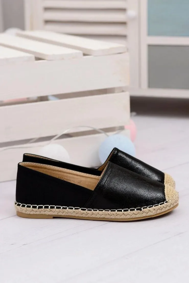New Boto Czarne Damskie Wsuwane Espadryle Paoli