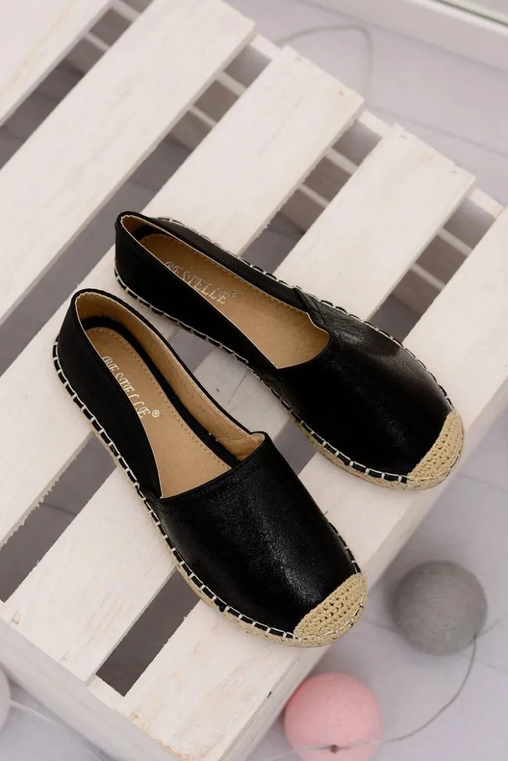 New Boto Czarne Damskie Wsuwane Espadryle Paoli
