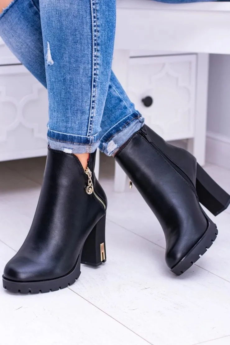 Boto Botki Na Słupku|Czarne Botki*Czarne ekstrawaganckie botki Superlove