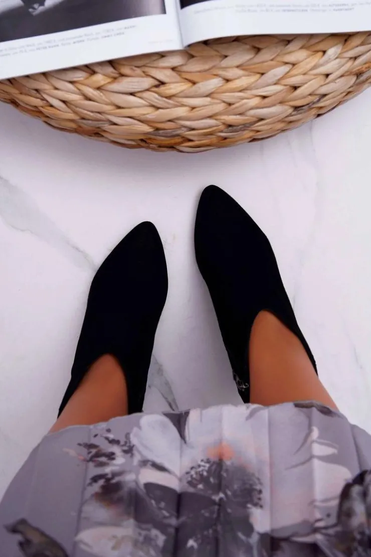 Laura Messi Botki Na Słupku|Botki Zimowe Damskie*Czarne Eleganckie Zamszowe Botki na Słupku 2047