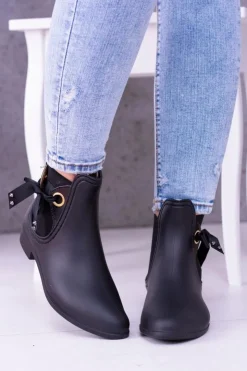 Best Boto Czarne Matowe Damskie Kalosze Sztyblety Someday