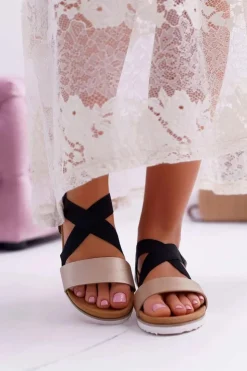 Damskie Boto Czarne Sandały Damskie Z Gumkami Itako