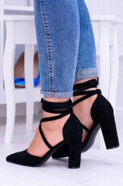 Online Boto Czarne Wiązane Czółenka Na Słupku Demmi