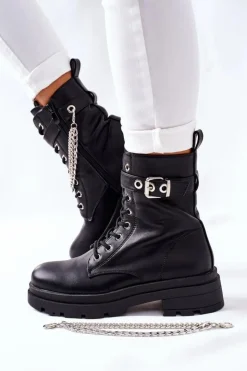 Discount Boto Czarne Workery Botki z Łańcuchem Midtown