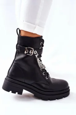 Discount Boto Czarne Workery Botki z Łańcuchem Midtown