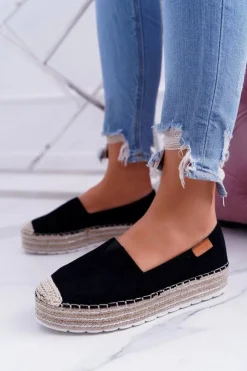 Hot Boto Czarne Wsuwane Zamszowe Espadryle Mariako