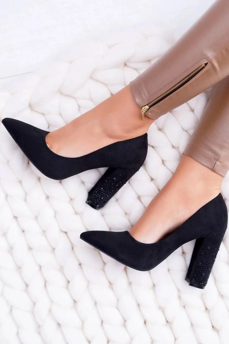 Damskie Boto Czarne Zamszowe Czółenka Razor