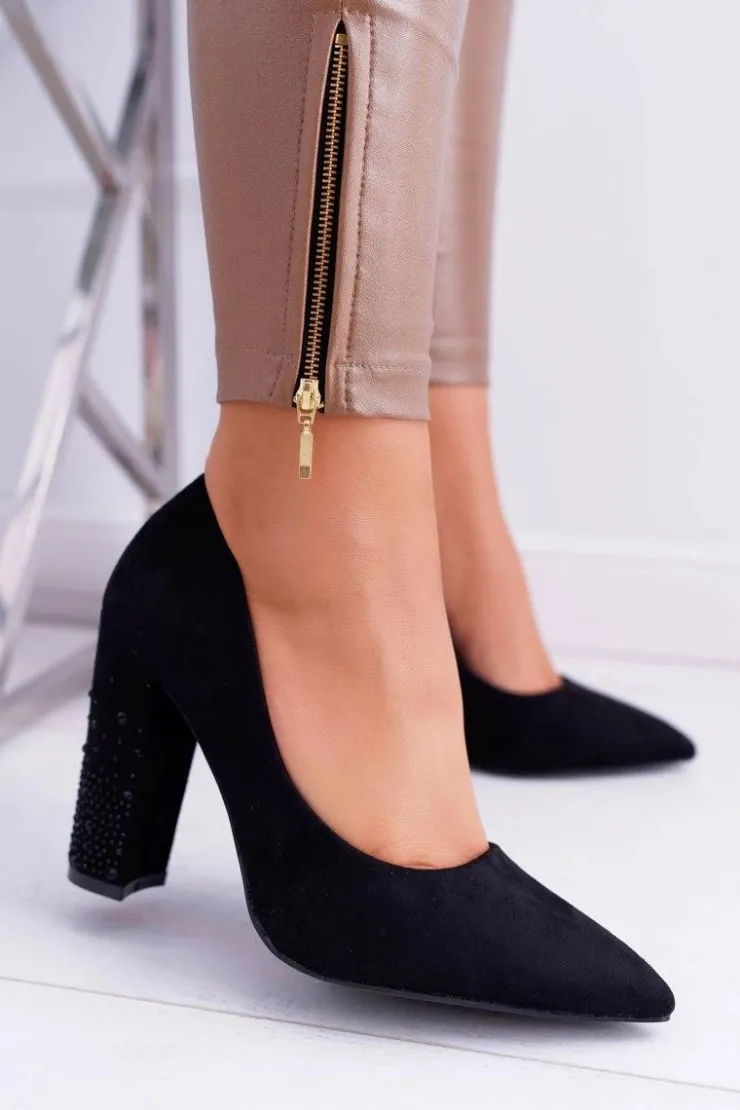 Damskie Boto Czarne Zamszowe Czółenka Razor