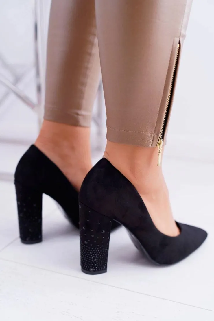 Damskie Boto Czarne Zamszowe Czółenka Razor