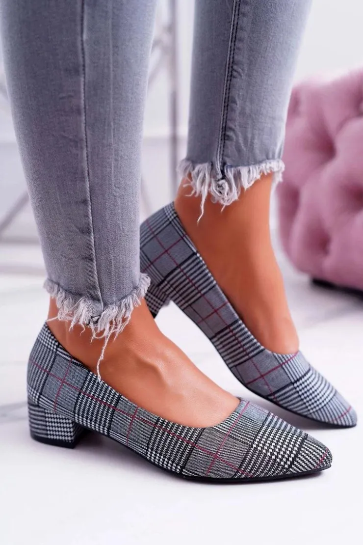 Damskie Boto Czółenka Damskie Czarne w Kratkę Colia