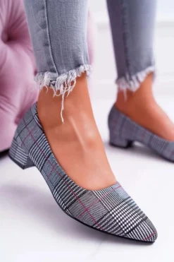 Damskie Boto Czółenka Damskie Czarne w Kratkę Colia