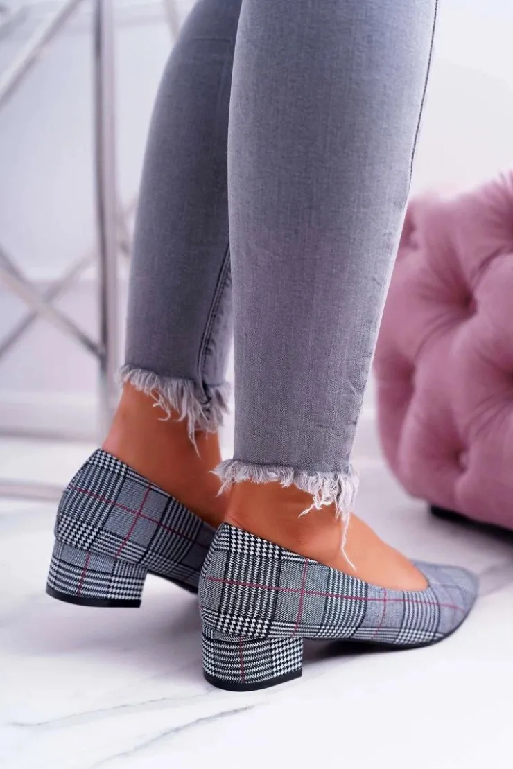 Damskie Boto Czółenka Damskie Czarne w Kratkę Colia