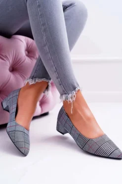 Damskie Boto Czółenka Damskie Czarne w Kratkę Colia