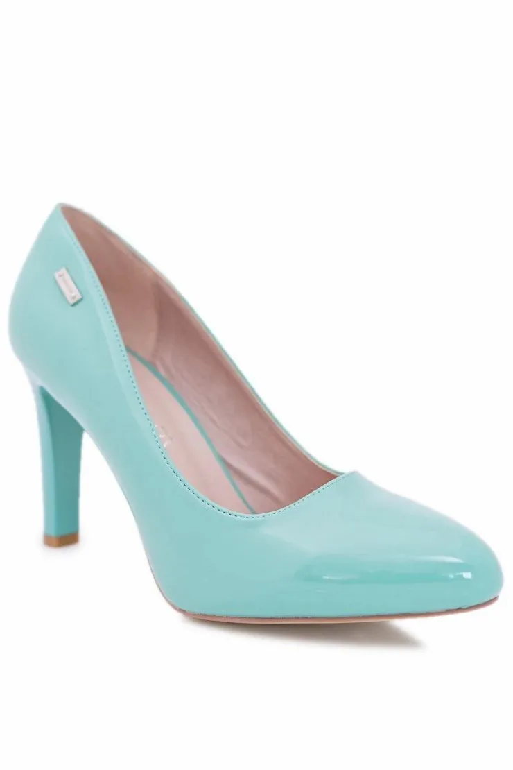 Discount Buty Sergio Leone Czółenka damskie Lakierowane Miętowe Na Słupku Sergio Leone Campbell