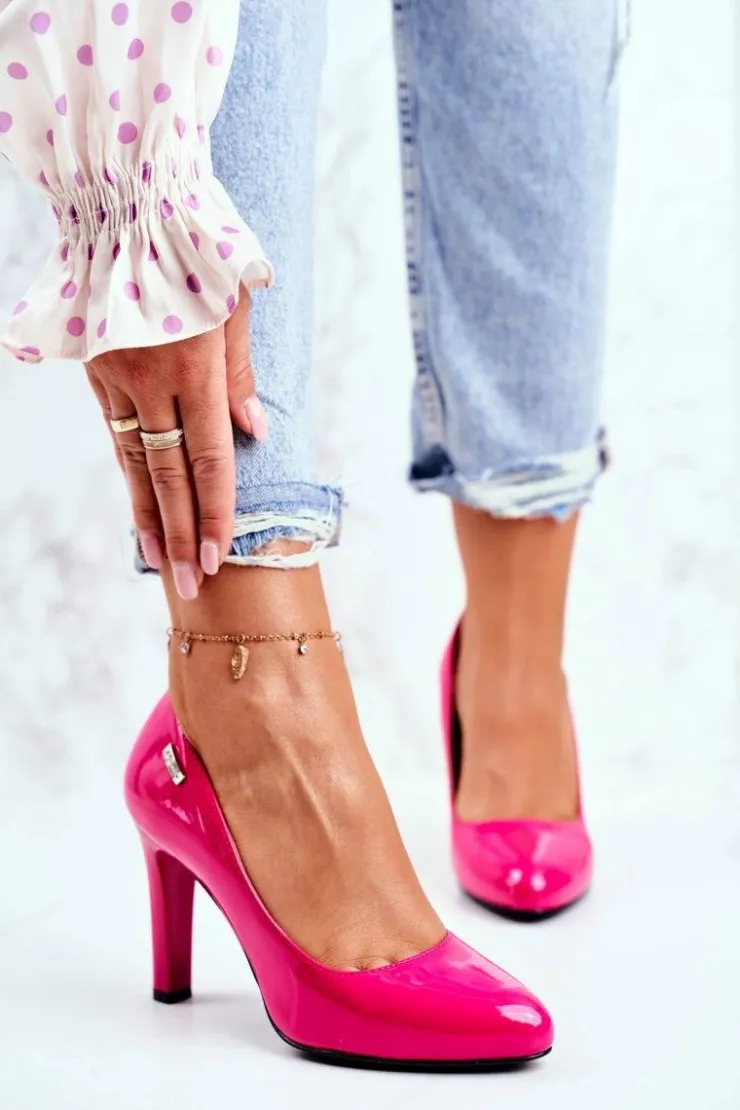 Buty Sergio Leone Czółenka Na Słupku|Czółenka Klasyczne*Czółenka damskie Lakierowane Na Słupku Sergio Leone Fuksja Campbell