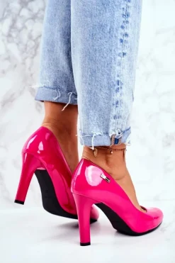 Buty Sergio Leone Czółenka Na Słupku|Czółenka Klasyczne*Czółenka damskie Lakierowane Na Słupku Sergio Leone Fuksja Campbell