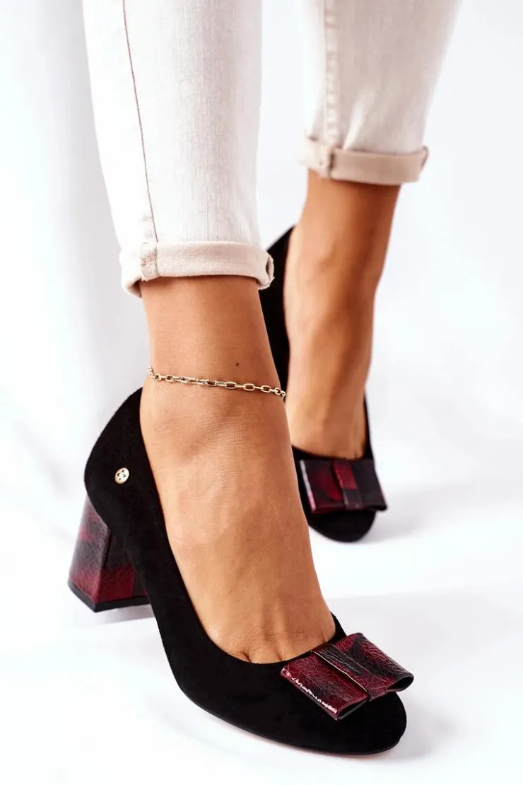 Damskie Maciejka Czółenka Damskie Zamszowe Czarne 3356A-20