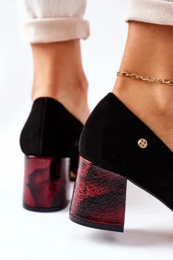 Damskie Maciejka Czółenka Damskie Zamszowe Czarne 3356A-20