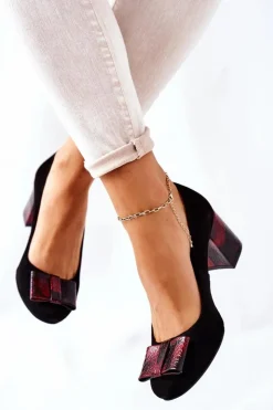 Damskie Maciejka Czółenka Damskie Zamszowe Czarne 3356A-20