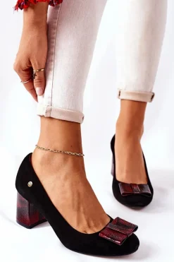 Damskie Maciejka Czółenka Damskie Zamszowe Czarne 3356A-20