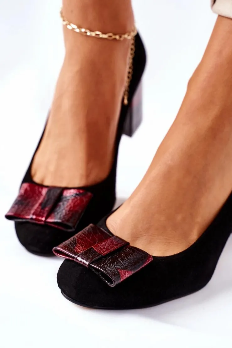 Damskie Maciejka Czółenka Damskie Zamszowe Czarne 3356A-20