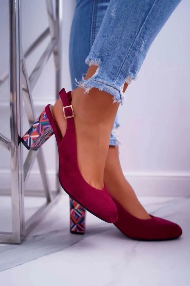 Buty Sergio Leone Czółenka Zamszowe|Czółenka Na Słupku*Czółenka Damskie Na Słupku Galanterki Sergio Leone SK788 Fuksja Lati