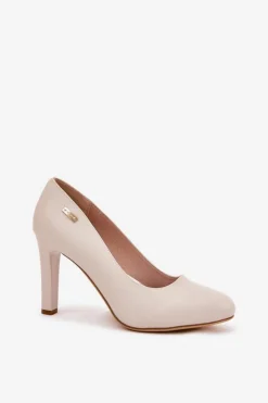 Discount Buty Sergio Leone Czółenka Damskie Na Słupku Jasnobeżowe Sergio Leone Campbell