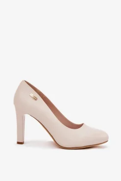 Discount Buty Sergio Leone Czółenka Damskie Na Słupku Jasnobeżowe Sergio Leone Campbell