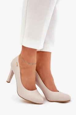 Discount Buty Sergio Leone Czółenka Damskie Na Słupku Jasnobeżowe Sergio Leone Campbell