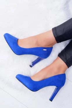 Discount Buty Sergio Leone Czółenka damskie Na Słupku Sergio Leone Zamsz Indygo Campbell