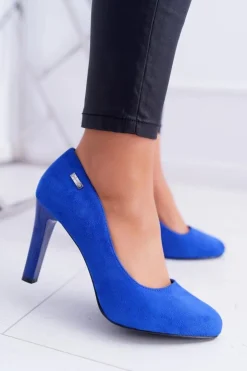 Discount Buty Sergio Leone Czółenka damskie Na Słupku Sergio Leone Zamsz Indygo Campbell