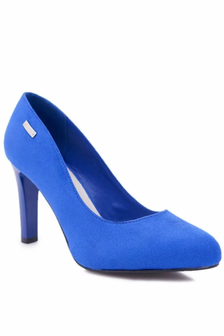 Discount Buty Sergio Leone Czółenka damskie Na Słupku Sergio Leone Zamsz Indygo Campbell