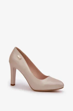 Discount Buty Sergio Leone Czółenka Damskie Na Słupku Sergio Leone Nude Perła Campbell