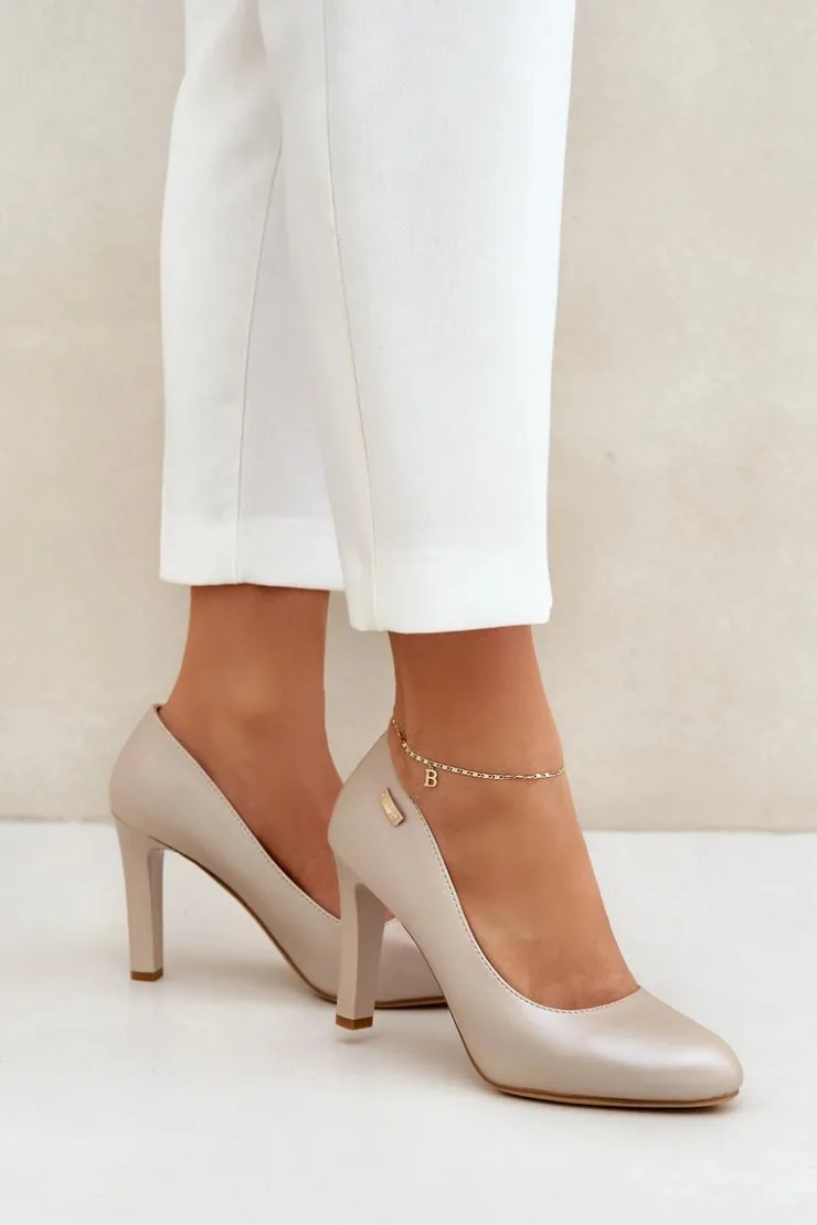 Discount Buty Sergio Leone Czółenka Damskie Na Słupku Sergio Leone Nude Perła Campbell