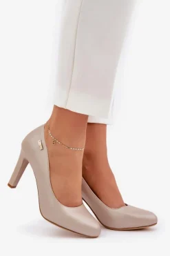 Discount Buty Sergio Leone Czółenka Damskie Na Słupku Sergio Leone Nude Perła Campbell