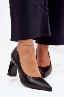 Discount Buty damskie Vinceza Czółenka Damskie Na Słupku Vinceza 62252 Czarne Czarny