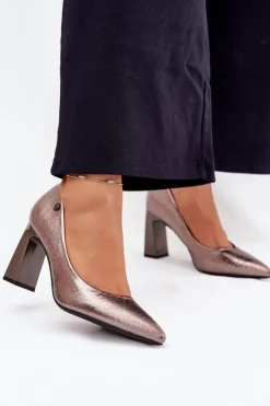 Damskie Buty damskie Vinceza Czółenka Damskie Na Słupku Vinceza 62252 Grafitowe