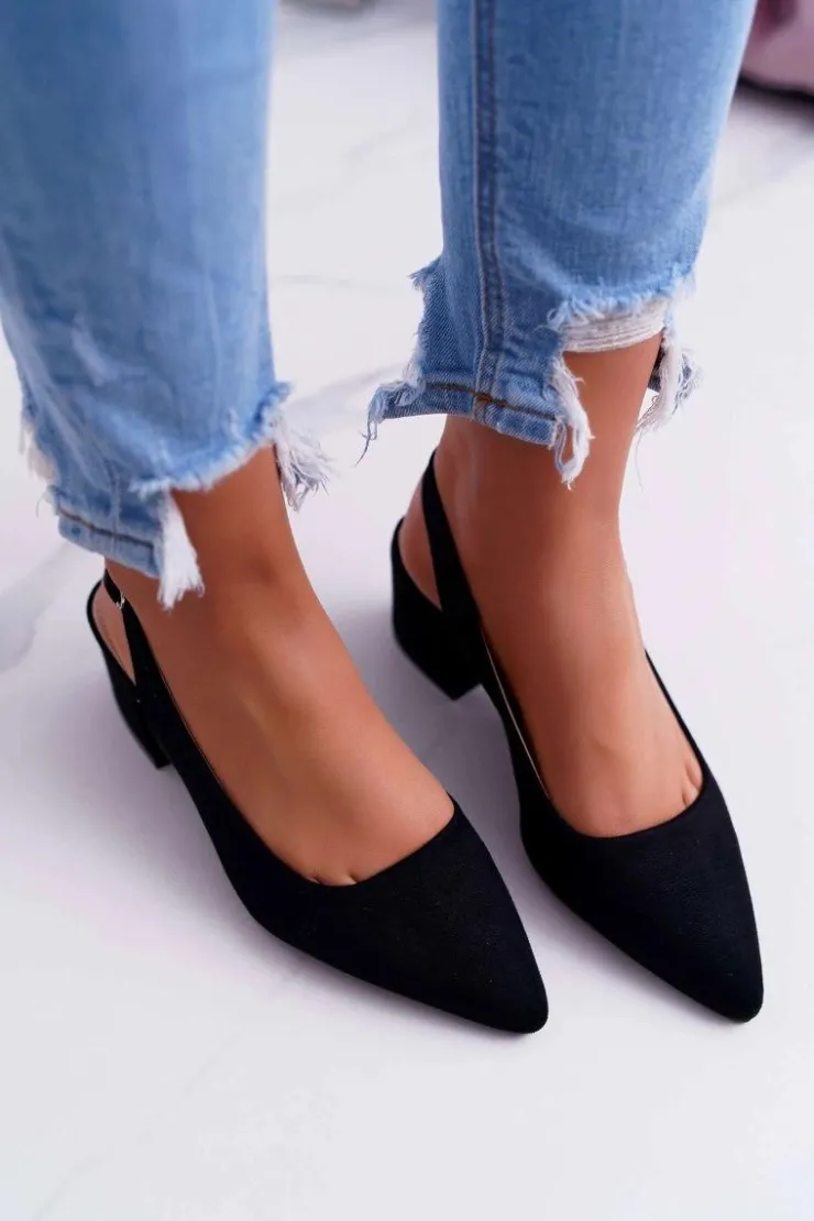 Boto Czółenka Zamszowe|Czółenka Na Słupku*Czółenka Damskie Na Słupku W Szpic Czarne Contrail