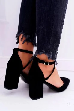 Boto Czółenka Zamszowe|Czółenka Na Słupku*Czółenka Damskie Na Słupku W Szpic Czarne Cosmo