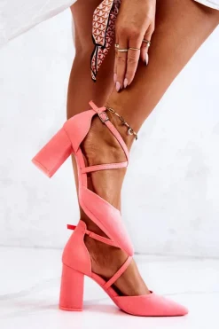 Hot Boto Czółenka Damskie Na Słupku W Szpic Neonowy Róż Future